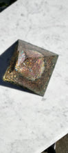 Load image into Gallery viewer, 15cm Organite pyramid with real healing Crystals and EMF protection. Tree of life