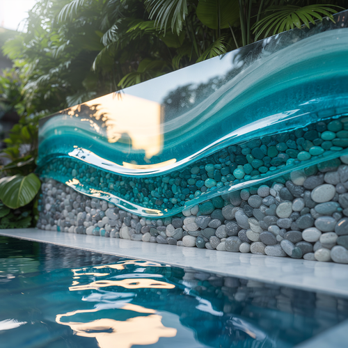 Pool Feature Wall – High Gloss Resin with Pebble Texture