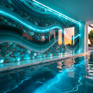 Pool Feature Wall – High Gloss Resin with Pebble Texture