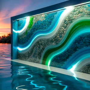 Pool Feature Wall – High Gloss Resin with Pebble Texture