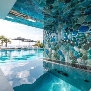 Pool Feature Wall – High Gloss Resin with Pebble Texture