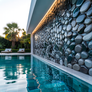 Pool Feature Wall – High Gloss Resin with Pebble Texture