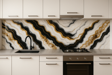 Load image into Gallery viewer, Luxury Resin Kitchen Splashback – Black, Gold &amp; Crystal Elegance