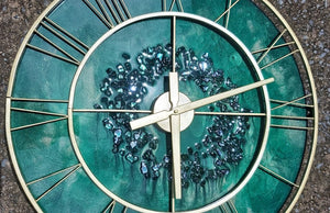 Resin Clock with Crushed Glass -SOLD - Orders yours today