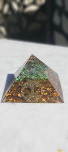 Organite pyramid with real healing Crystals and EMF protection. Tree of Life