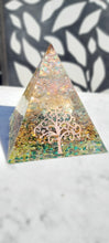 Load image into Gallery viewer, 15cm Organite pyramid with real healing Crystals and EMF protection. Tree of life