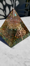 Load image into Gallery viewer, 15cm Organite pyramid with real healing Crystals and EMF protection. Tree of life