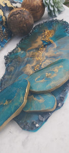 High gloss resin platter, centrepiece Geode style