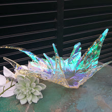 Load image into Gallery viewer, Irridised Aqua Centrepiece Vase Candleholder