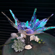 Load image into Gallery viewer, Irridised Aqua Centrepiece Vase Candleholder