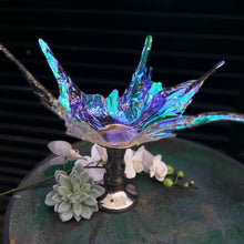 Load image into Gallery viewer, Irridised Aqua Centrepiece Vase Candleholder