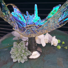 Load image into Gallery viewer, Irridised Aqua Centrepiece Vase Candleholder