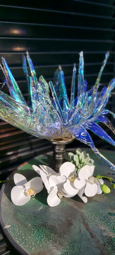 Irridised Aqua Centrepiece Vase Candleholder