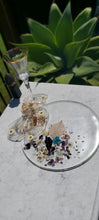 Load image into Gallery viewer, Resin Serving Platter with real crystals, opal flakes and butterfly