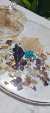 Load image into Gallery viewer, Resin Serving Platter with real crystals, opal flakes and butterfly