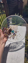 Load image into Gallery viewer, Resin Serving Platter with real crystals, opal flakes and butterfly