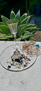 Resin Serving Platter with real crystals, opal flakes and butterfly