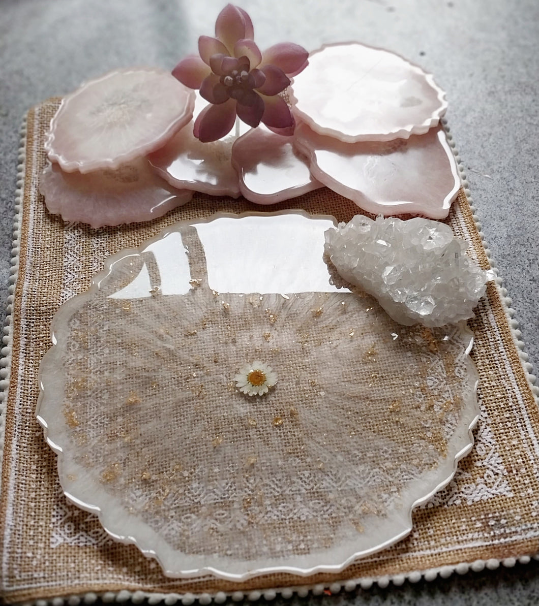 Daisy with 24k gold leaf platter