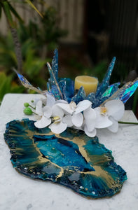 Unique Resin Platter, Candleholder or Candleholder