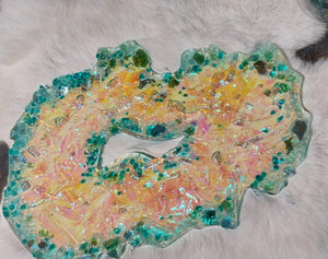 Irridised Resin Geode Platter