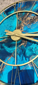 Resin Clock with metallic gold highlights- Original one off piece of functional art -Sold - order yours today