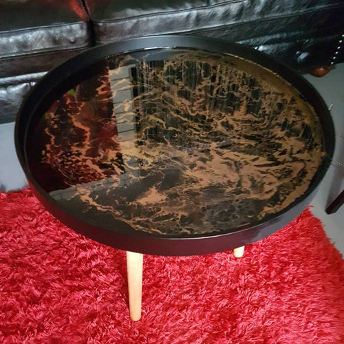 Metallic Gold Coffee Table with Resin