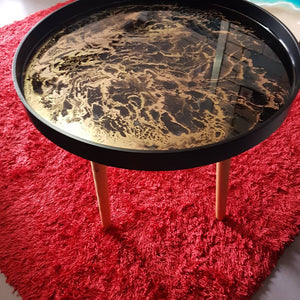 Metallic Gold Coffee Table with Resin