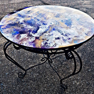 SOLD 60cm round Resin Art Coffee Table