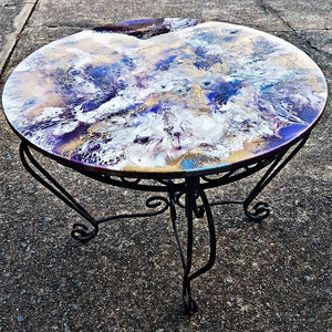 SOLD 60cm round Resin Art Coffee Table