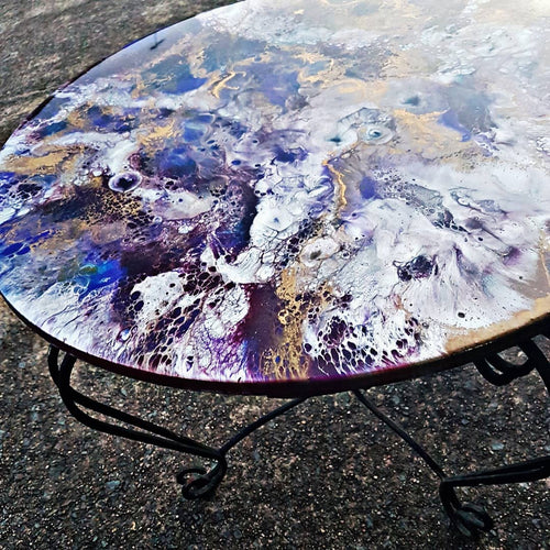 SOLD 60cm round Resin Art Coffee Table