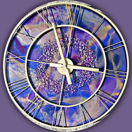 Resin Clock with Crushed Glass