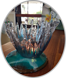 Resin Art Candle Holder, Vase, Centrepiece - SOLD