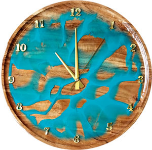 Contemporary Resin Clock - Aqua