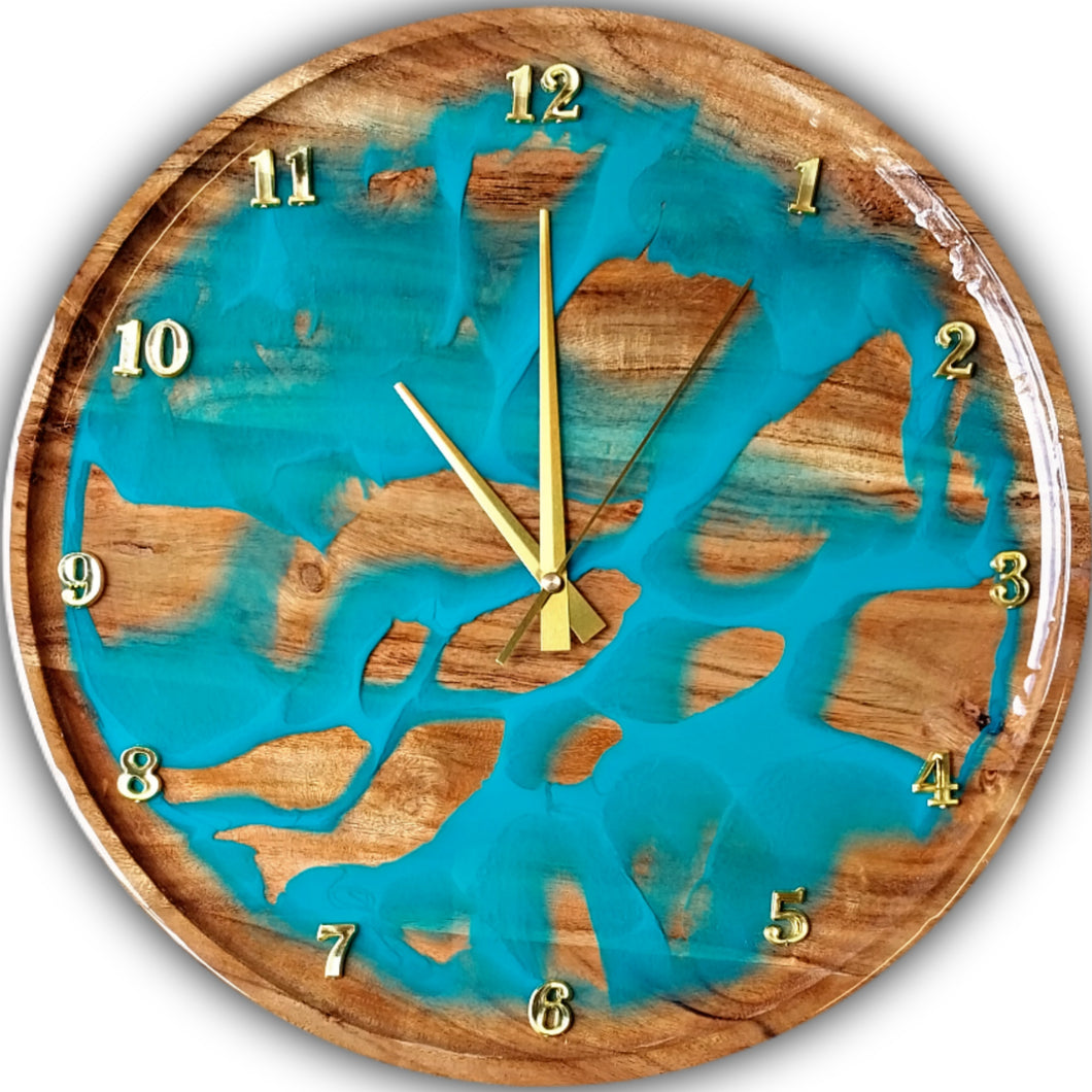 Contemporary Resin Clock - Aqua