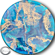 Load image into Gallery viewer, Gold &amp; Aqua Abstract Resin