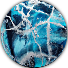 Load image into Gallery viewer, Cruzy Blue &amp; Silver Clock with metallic pigments