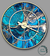 Load image into Gallery viewer, Resin Clock with metallic gold highlights- Original one off piece of functional art -Sold - order yours today