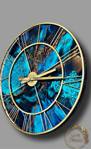 Resin Clock with metallic gold highlights- Original one off piece of functional art -Sold - order yours today