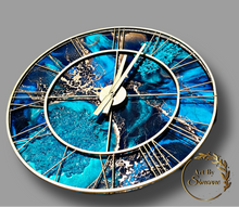 Load image into Gallery viewer, Resin Clock with metallic gold highlights- Original one off piece of functional art -Sold - order yours today