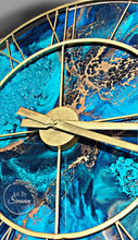 Load image into Gallery viewer, Resin Clock with metallic gold highlights- Original one off piece of functional art -Sold - order yours today