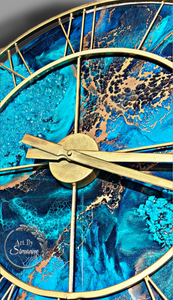 Resin Clock with metallic gold highlights- Original one off piece of functional art -Sold - order yours today