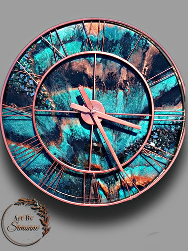 Copper Brass Roman Numeral Resin Clock