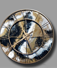 Load image into Gallery viewer, Roman numeral clock with Gold and Black